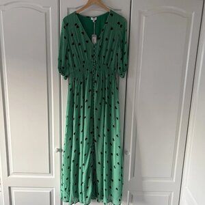 Ladies Ghost Green Valentina Love Hearts Chiffon Maxi Dress New Size XL 16 Lined